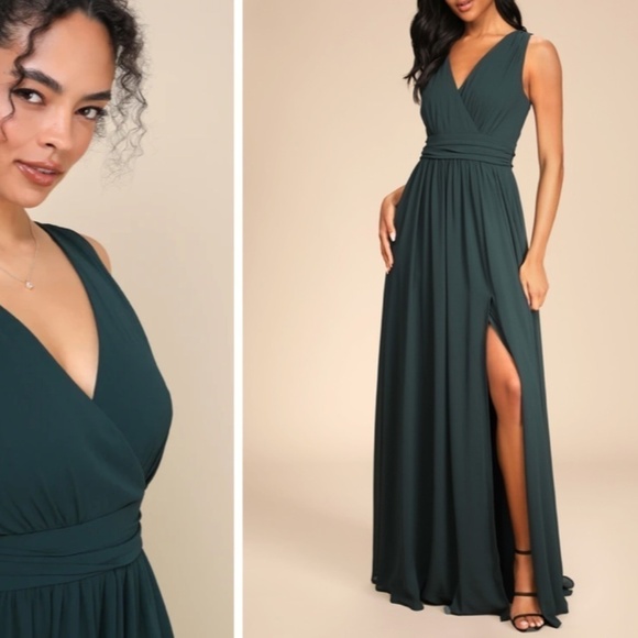 LULUS Elegant Prom Wedding Bridesmaid Flowy Romantic Sexy Maxi Dress - Picture 5 of 6